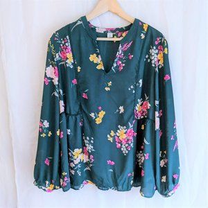 Old Navy | Green Floral Blouse